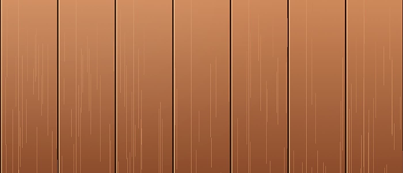 Copper standing seam roofing profile, seven panels wide